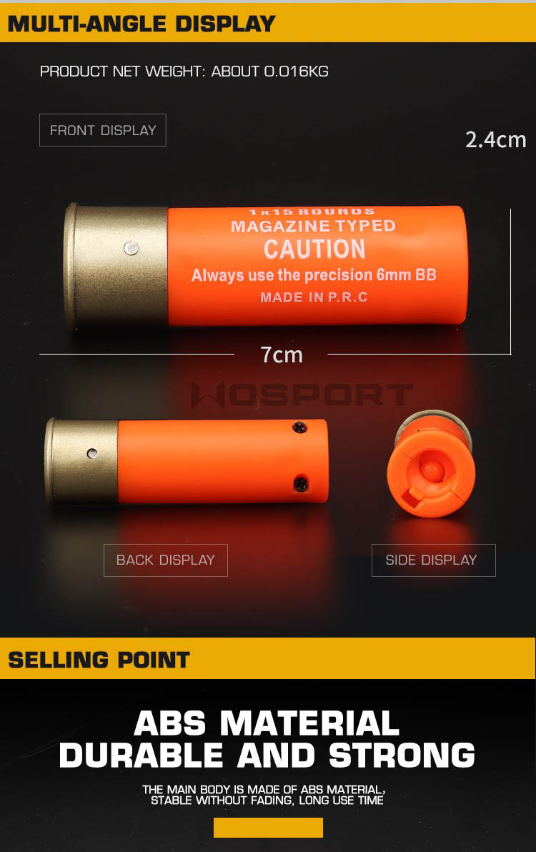 Shotgun Shell (15 BBs) 6pcs WOSPORT INDUSTRY