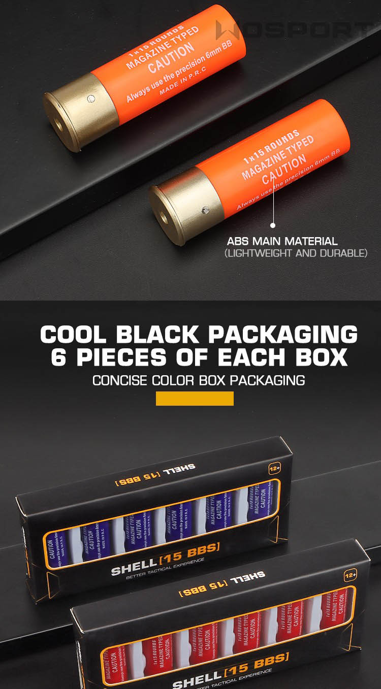 Shotgun Shell (15 BBs) 6pcs WOSPORT INDUSTRY